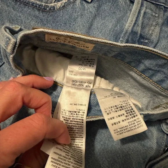 2 pair High-Rise Distressed Denim Shorts - Light Blue - Picture 4 of 4